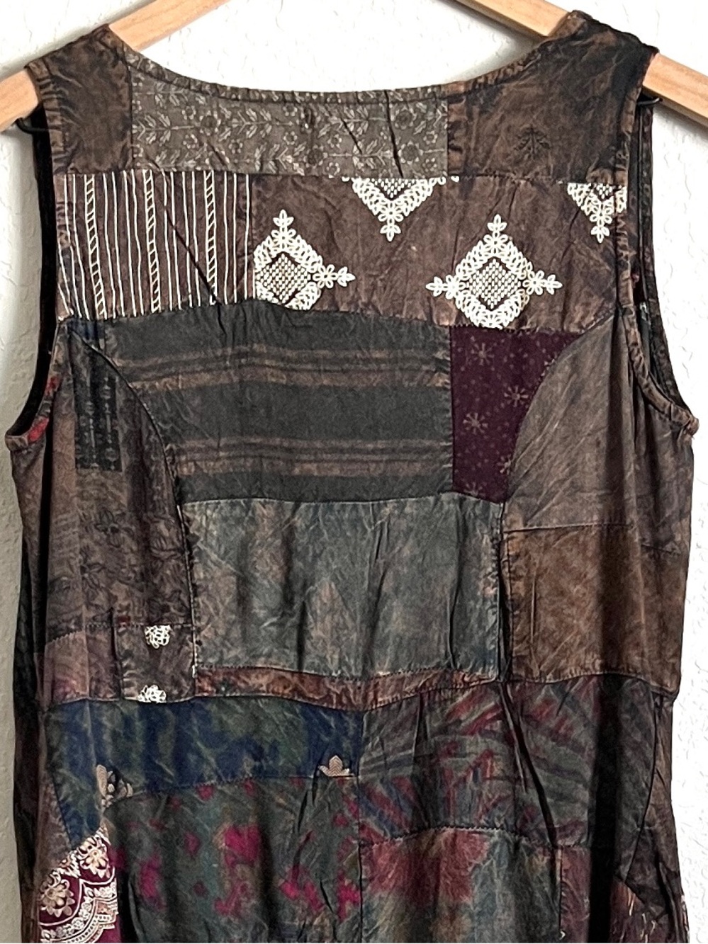 EARTHBOUND Patchwork Boho Dress Handkerchief Hem Sleeveless Gypsy Fairy NWT S - Picture 6 of 10